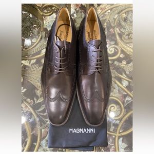 MAGNANNI Brown Wing tip Lace Up Leather Dress Shoes Mens 10.5 M
